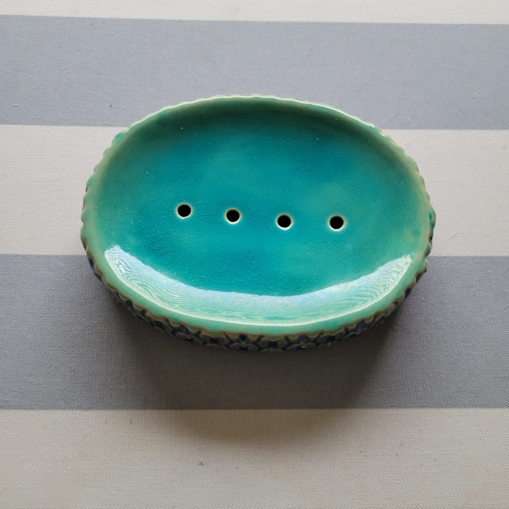 Cost Plus World Market Teal Ceramic Soap Holder